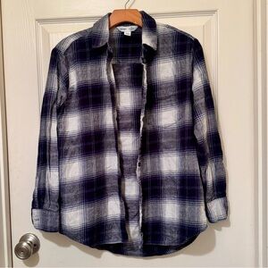 Women’s Plaid Boyfriend Shirt - Navy Blue - Size XS - Old Navy